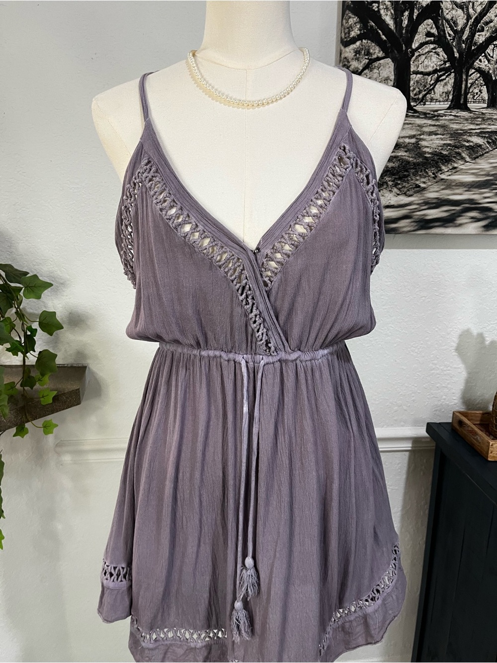 raya sun Lavender Grey Crochet-Trim Swim Coverup Dress - Picture 3 of 13